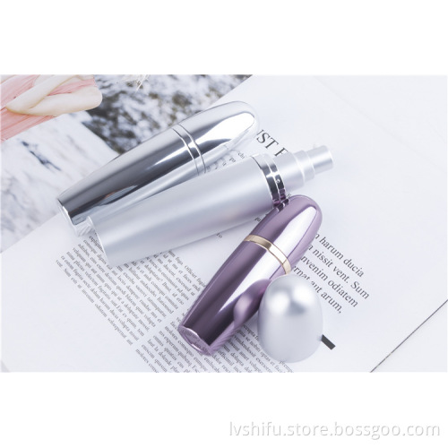 Shiny Silver Pump Plastic Cosmetic Vacuum Bottle